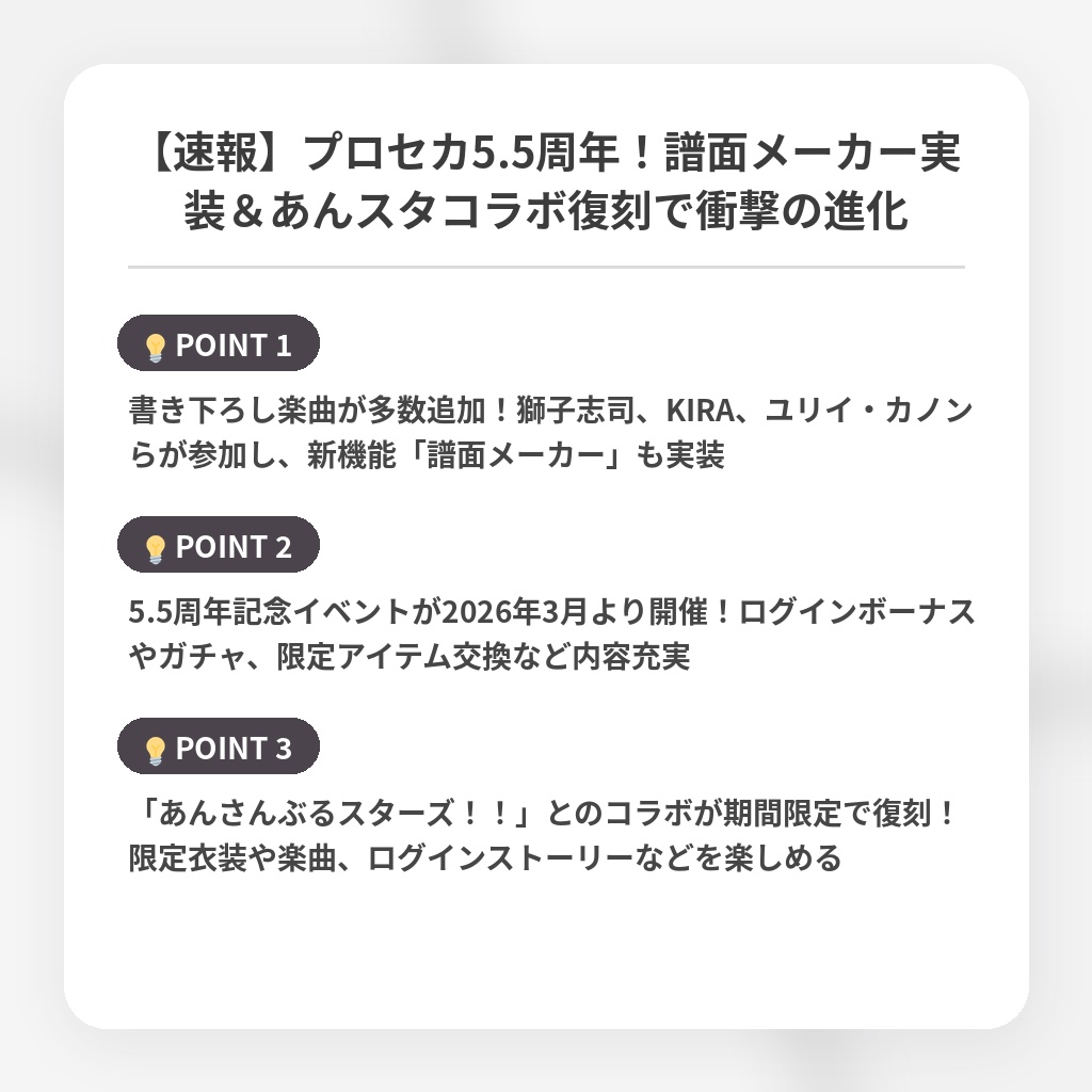 【速報】プロセカ5.5周年!譜面メーカー実装&あんスタコラボ復刻で衝撃の進化の注目ポイントまとめ
