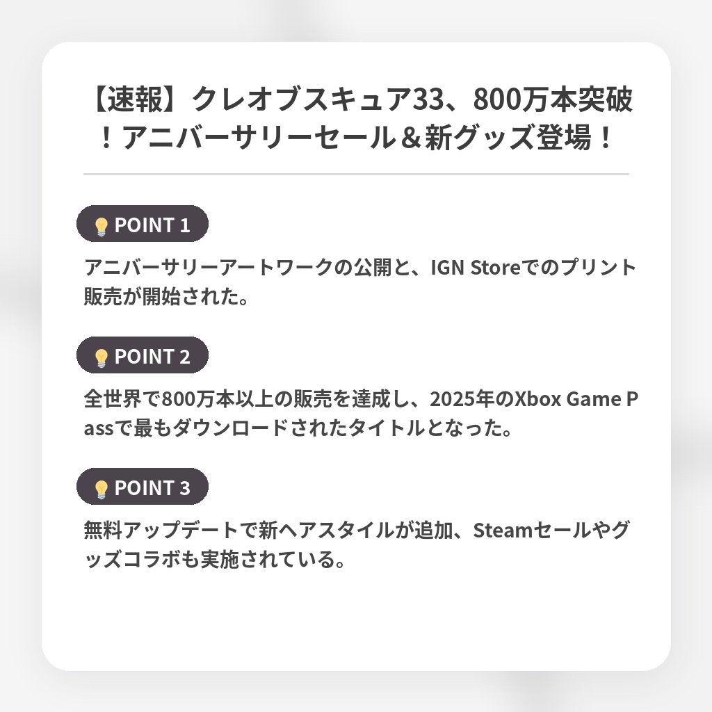 【速報】クレオブスキュア33、800万本突破！アニバーサリーセール＆新グッズ登場！の注目ポイントまとめ