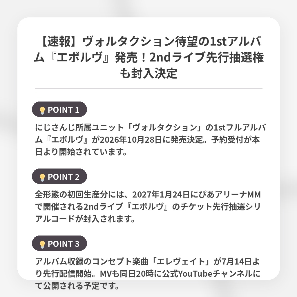 【速報】ヴォルタクション待望の1stアルバム『エボルヴ』発売！2ndライブ先行抽選権も封入決定の注目ポイントまとめ